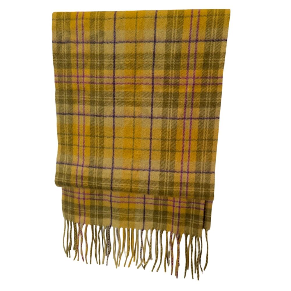 Nordstrom Yellow Plaid Autumn Luxury Cashmere Scarf w/ Fringe